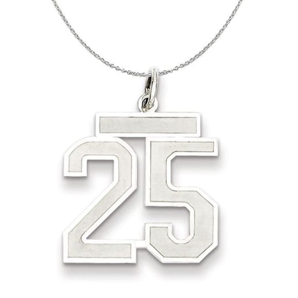 Sterling Silver, Jersey Collection, Medium Number 25 Necklace - 20 In - Picture 1 of 7